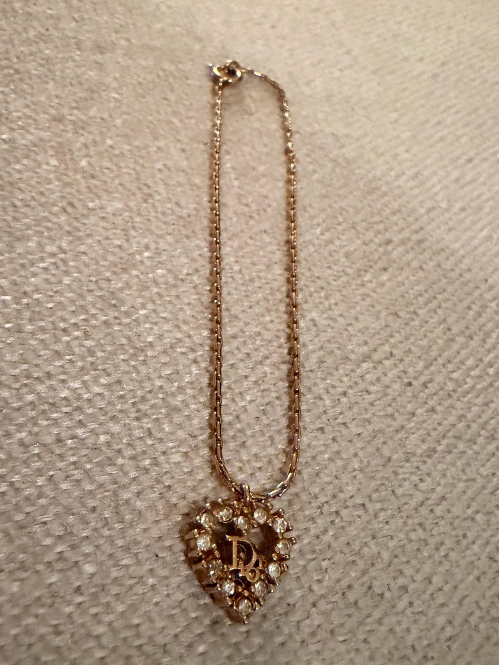 Dior Gold Heart Bracelet with Rhinestones